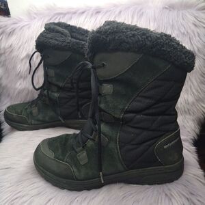 Columbia Ice Maiden II Waterproof Suede Snow Boots Womens Size 9 Black Lace Up